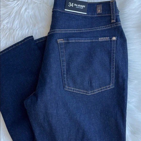 🆕 7 For All Mankind Jeans Men’s The Straight Classic Dark Wash Size 34x32 - Picture 1 of 11